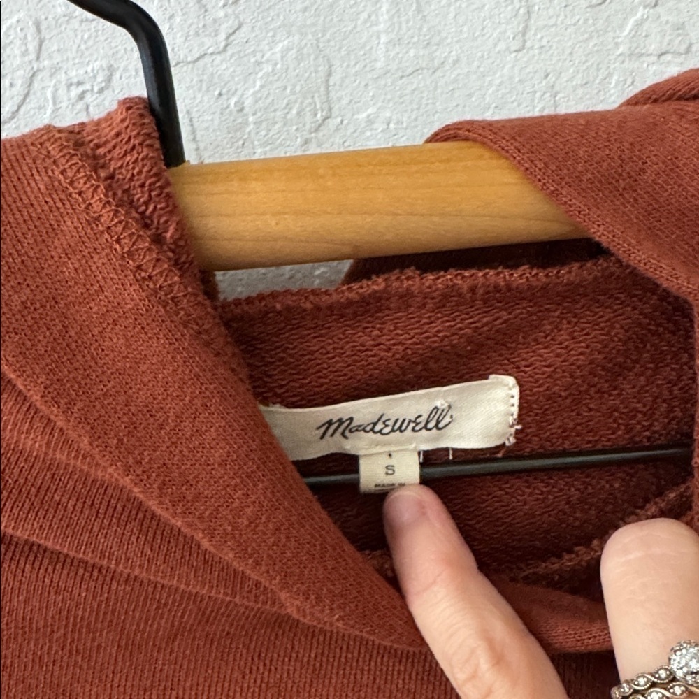 Madewell Auburn Brown Orange Pleated Hoodie Sweater Small - Picture 5 of 6